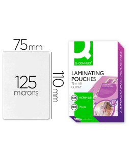 Bolsa de plastificar q-connect 110 x 75 mm 125 mc carnet de identidad caja de 100 unidades