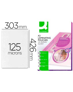 Bolsa de plastificar q-connect 303 x 426 mm 125 mc din a3 caja de 100 unidades