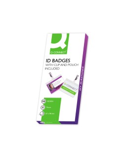 Bolsa de plastificar q-connect 67x98 mm 125 mc con clip para tarjetas de visita caja de 25 unidades
