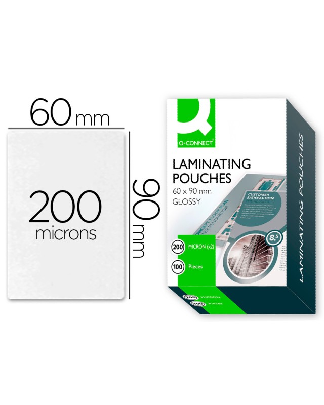 Bolsa de plastificar q-connect 90 x 60 mm 200 mc carnet de nif caja de 100 unidades