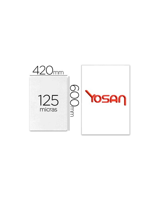 Bolsa de plastificar yosan brillo 420 x 600 mm 125 mc din a2 caja de 50 unidades