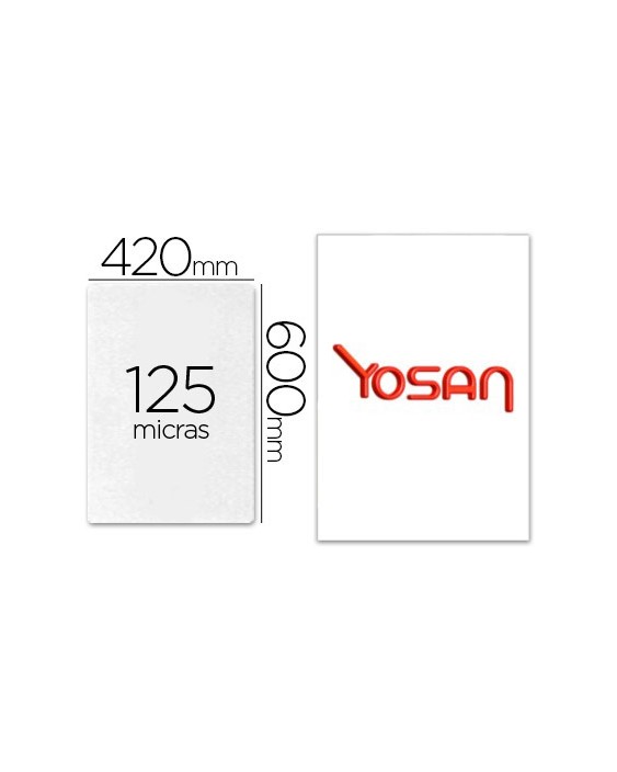 Bolsa de plastificar yosan brillo 420 x 600 mm 125 mc din a2 caja de 50 unidades