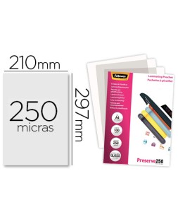 Bolsa de plastificar fellowes brillo din a4 250 mc pack de 100 unidades