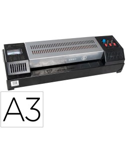 Plastificadora q-connect kf16918 profesional rugerizada caliente din a3 cuatro rodillos hasta 200 mc
