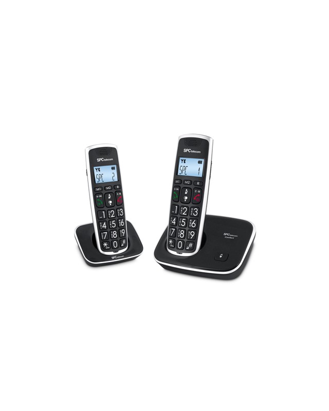 Telefono inalambrico spc duo telecom 7609-n color negro identificador de llamadas agenda pantalla