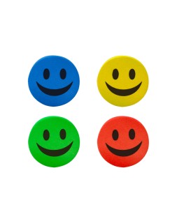 Borrador liderpapel pizarra blanca redondo 5 cm diametro magnetico cara smiley colores surtidos