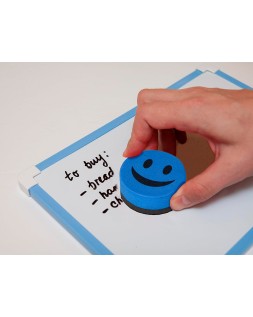 Borrador liderpapel pizarra blanca redondo 5 cm diametro magnetico cara smiley colores surtidos