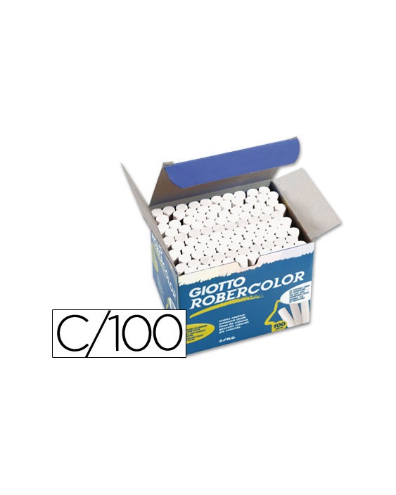 Tiza blanca antipolvo robercolor caja de 100 unidades