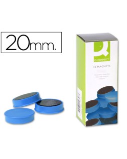 Iman para sujecion q-connect ideal para pizarras magneticas20 mm azul caja de 10 unidades