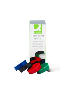 Iman para sujecion q-connect ideal para pizarras magneticas20 mm colores surtidos caja de 10 unidades