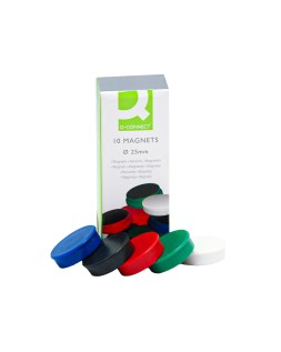 Iman para sujecion q-connect ideal para pizarras magneticas25 mm colores surtidos caja de 10 unidades