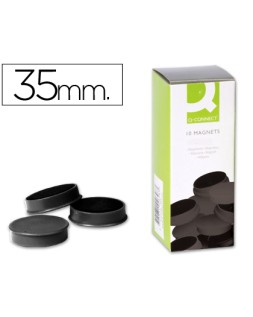 Iman para sujecion q-connect ideal para pizarras magneticas35 mm negro caja de 10 unidades