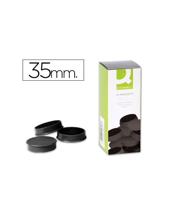 Iman para sujecion q-connect ideal para pizarras magneticas35 mm negro caja de 10 unidades