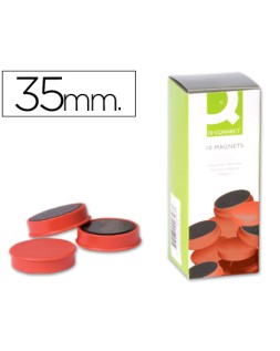 Iman para sujecion q-connect ideal para pizarras magneticas35 mm rojo caja de 10 unidades