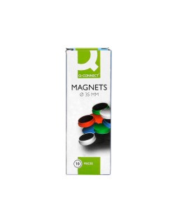 Iman para sujecion q-connect ideal para pizarras magneticas35 mm colores surtidos caja de 10 unidades