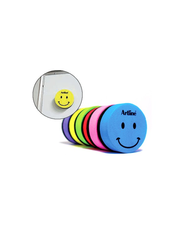 Borrador artline pizarra blanca redondo magnetico cara smiley colores surtidos