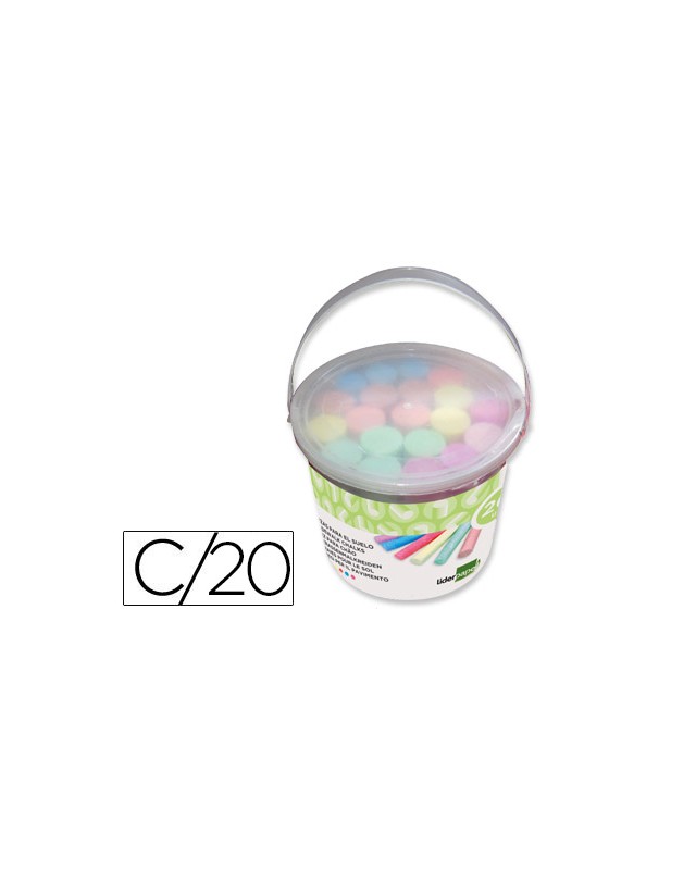 Tiza color liderpapel para suelo cubilete de 20 unidades colores surtidos