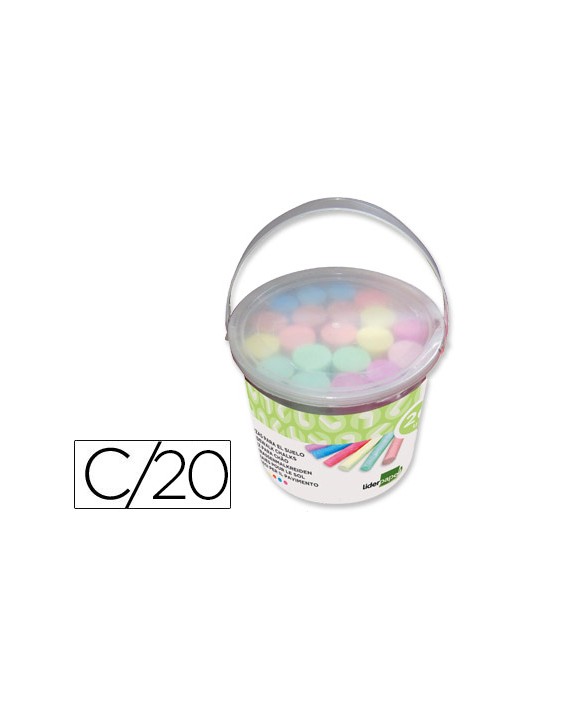 Tiza color liderpapel para suelo cubilete de 20 unidades colores surtidos