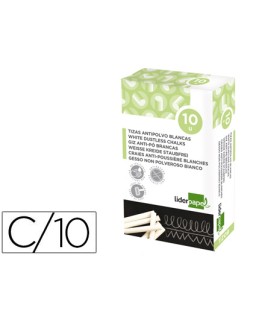 Tiza blanca antipolvo liderpapel caja de 10 unidades