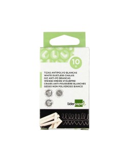 Tiza blanca antipolvo liderpapel caja de 10 unidades
