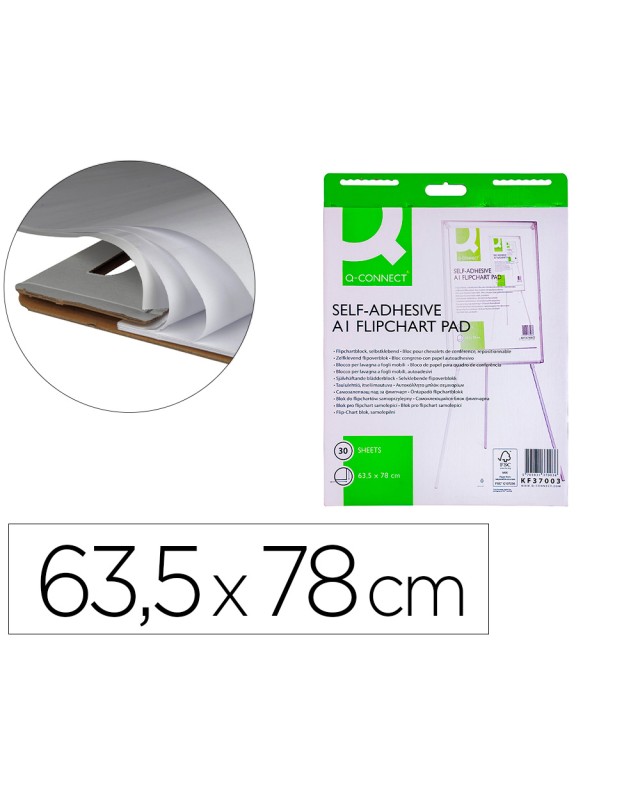 Bloc congreso q-connect papel autoadhesivo 635x830 mm fsc 30 hojas 70 g