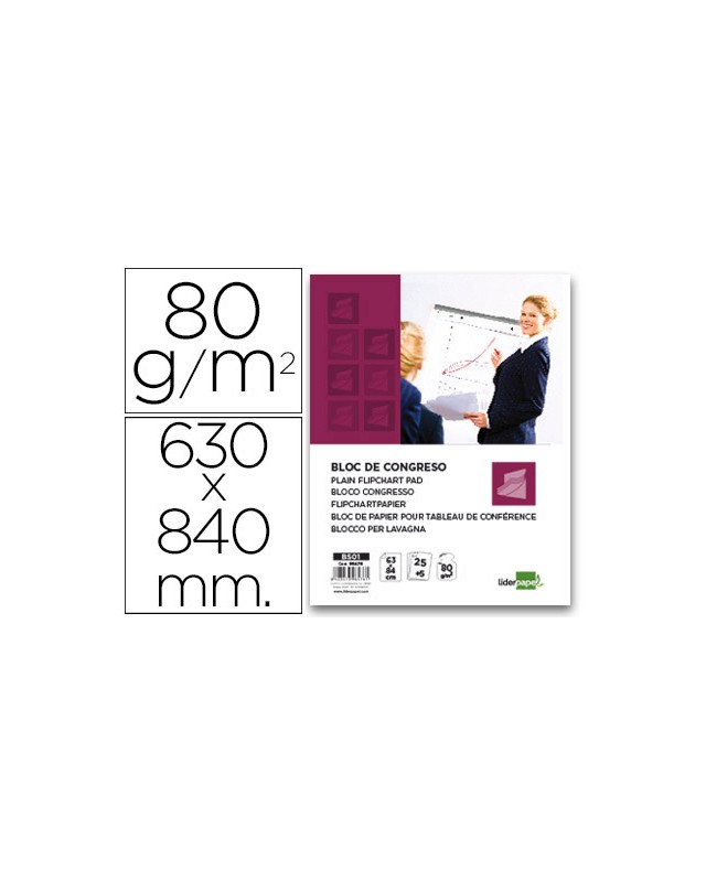 Bloc congreso liderpapel liso 630x840 mm 25+5 hojas 80 g