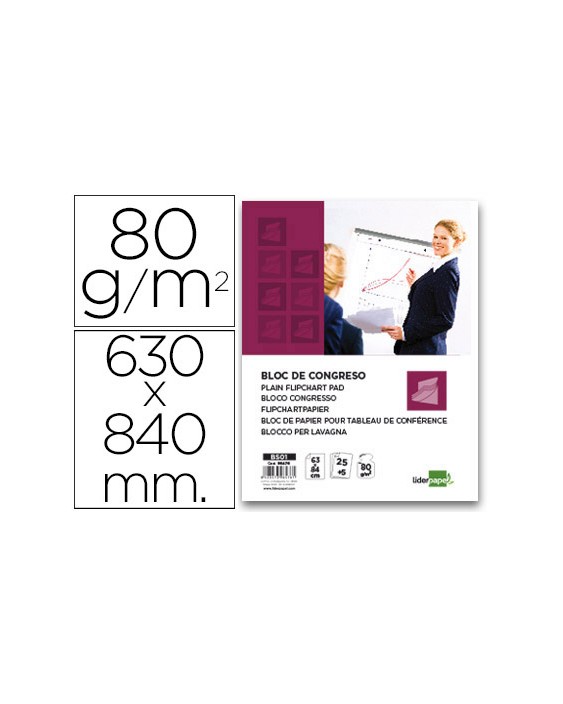 Bloc congreso liderpapel liso 630x840 mm 25+5 hojas 80 g