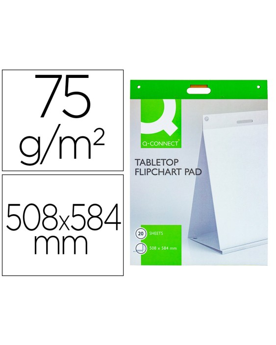 Bloc congreso q-connect liso autoadhesivo sobremesa 508x584 mm 20 hojas papel blanco de 75 g fsc