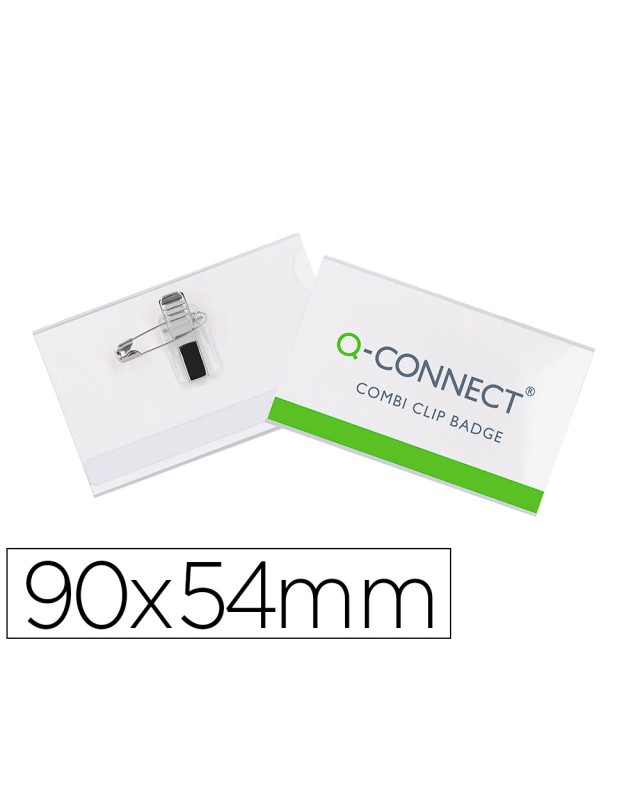 Identificador con pinza e imperdible q-connect kf01567 54x90 mm