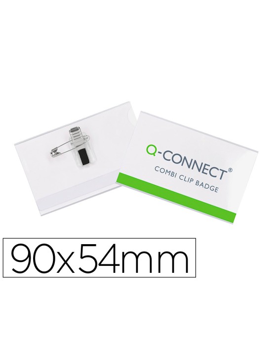 Identificador con pinza e imperdible q-connect kf01567 54x90 mm