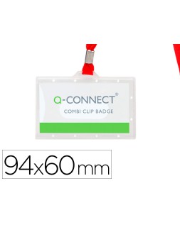 Identificador q-connect kf03303 con cordon plano rojo y apertura lateral 94x60 mm
