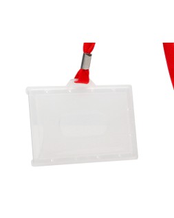 Identificador q-connect kf03303 con cordon plano rojo y apertura lateral 94x60 mm