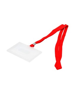 Identificador q-connect kf03303 con cordon plano rojo y apertura lateral 94x60 mm