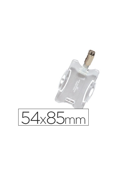Identificador abierto con pinza giratoria durable uso vertical/horizontal 54x85 mm