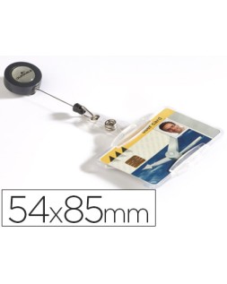 Identificador con cordon extensible durable para 1 tarjeta uso vertical/ horizontal 54x85 mm