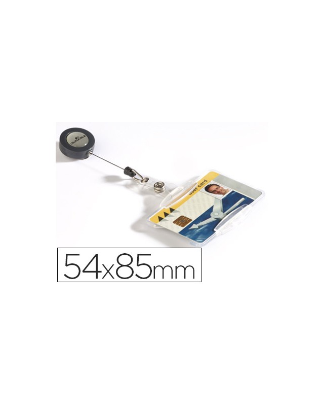 Identificador con cordon extensible durable para 1 tarjeta uso vertical/ horizontal 54x85 mm