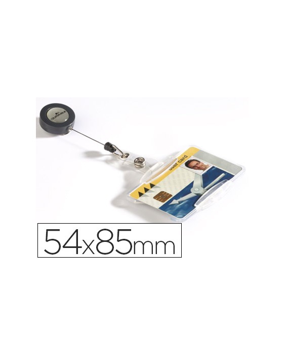 Identificador con cordon extensible durable para 1 tarjeta uso vertical/ horizontal 54x85 mm