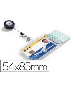Identificador con cordon extensible durable para 2 tarjetas vertical/horizontal 54x85 mm