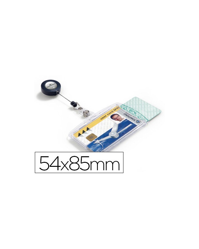 Identificador con cordon extensible durable para 2 tarjetas vertical/horizontal 54x85 mm