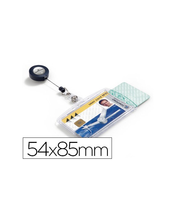 Identificador con cordon extensible durable para 2 tarjetas vertical/horizontal 54x85 mm