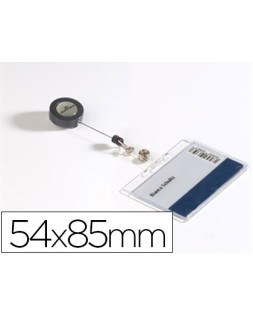 Identificador con cordon extensible durable para 1 tarjeta uso vertical/ horizontal 54x85 mm