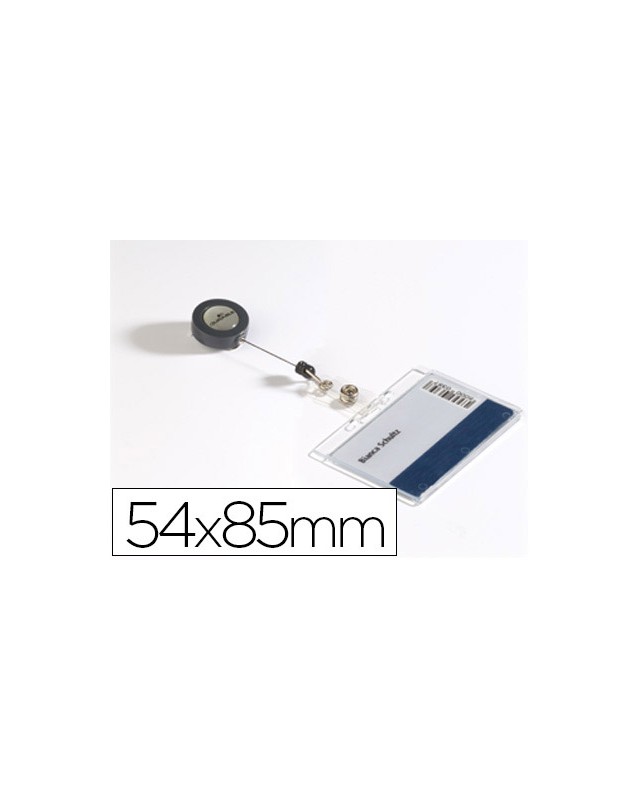 Identificador con cordon extensible durable para 1 tarjeta uso vertical/ horizontal 54x85 mm