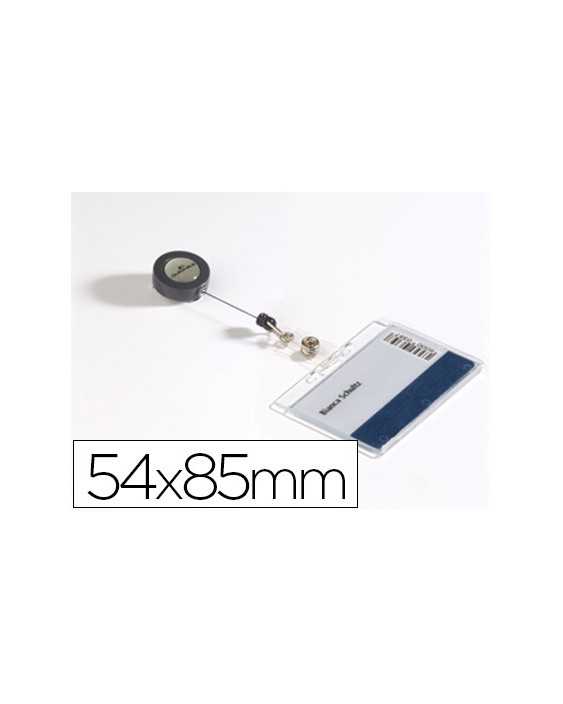Identificador con cordon extensible durable para 1 tarjeta uso vertical/ horizontal 54x85 mm