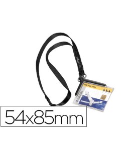 Identificador con cordon textil durable acrilico para 1 tarjeta 54x85 mm