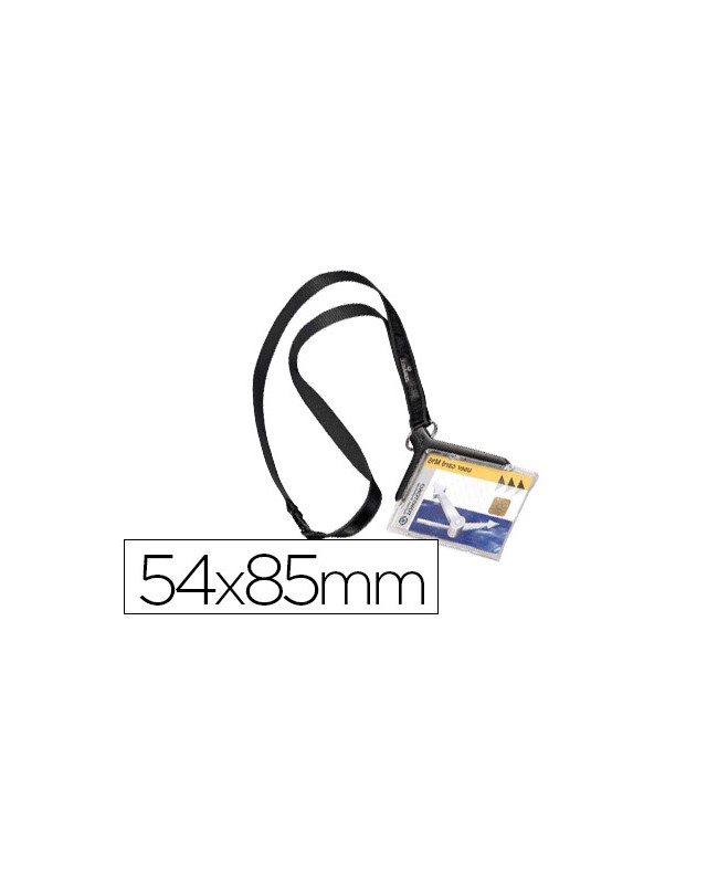 Identificador con cordon textil durable acrilico para 1 tarjeta 54x85 mm
