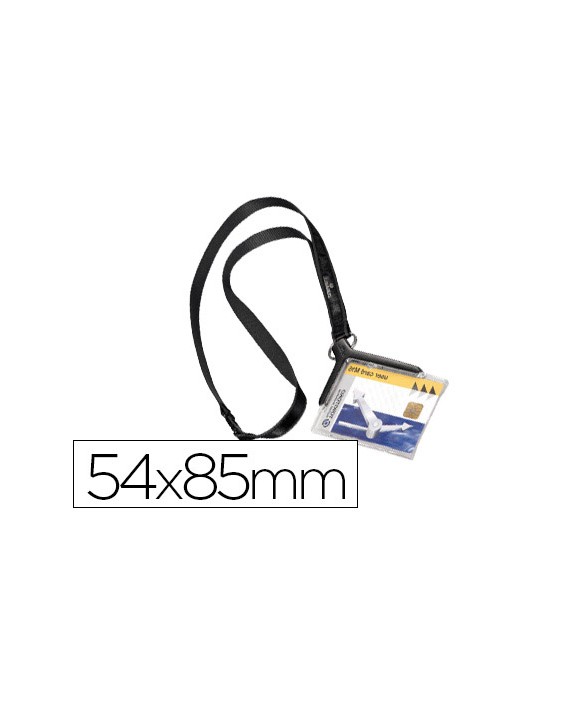 Identificador con cordon textil durable acrilico para 1 tarjeta 54x85 mm