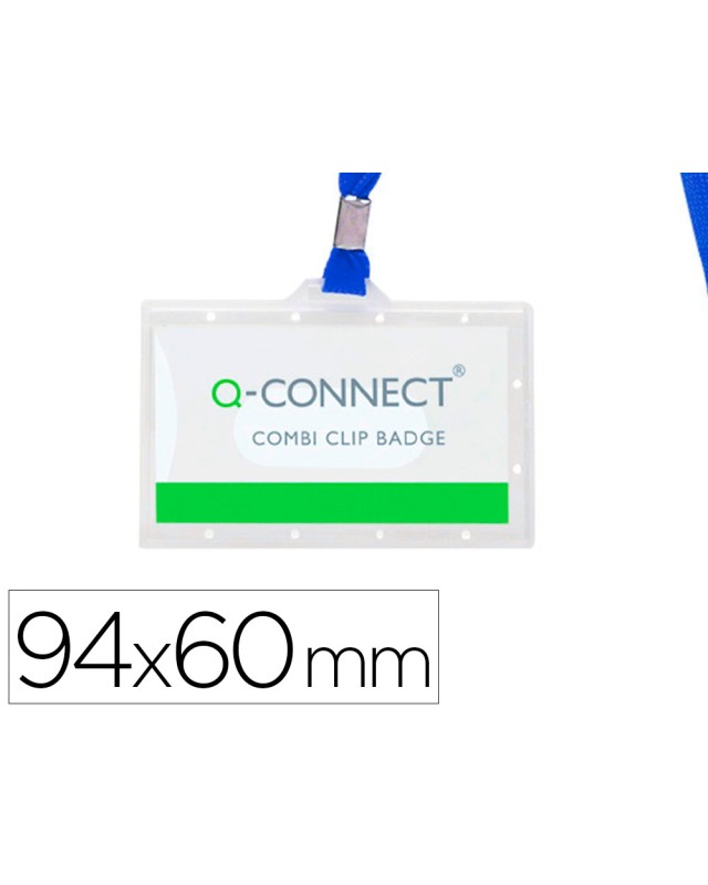 Identificador q-connect kf17112 con cordon plano azul y apertura lateral 94x60 mm