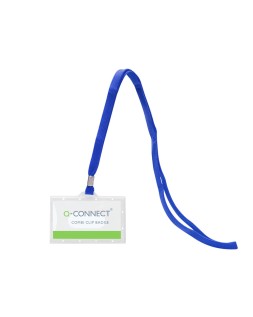 Identificador q-connect kf17112 con cordon plano azul y apertura lateral 94x60 mm