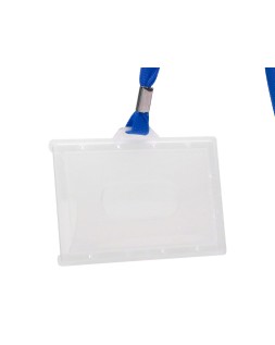 Identificador q-connect kf17112 con cordon plano azul y apertura lateral 94x60 mm