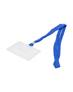Identificador q-connect kf17112 con cordon plano azul y apertura lateral 94x60 mm